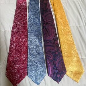 Tie Bundle - Paisley Patterned - Red, Blue, Purple, Yellow